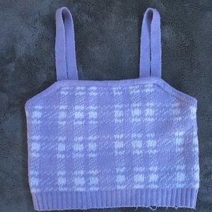 Purple and white knitted crop top